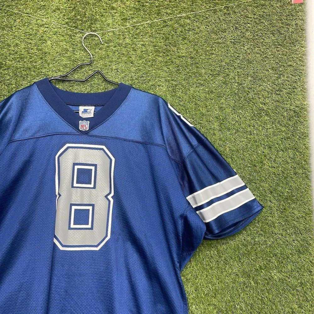 Dallas Cowboys Starter Jersey Mens Size 52 Troy Aikman #8 Blank Football Blue